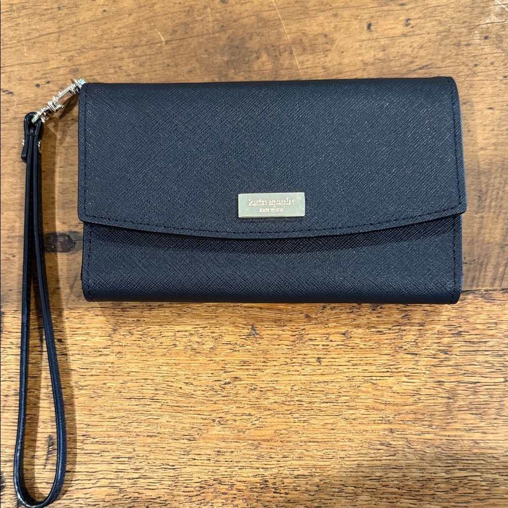 Kate Spade Black Leather Wristlet Clutch